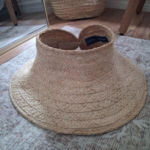 Hat Attack Roll Up Travel Visor Natural 100% Raffia Straw